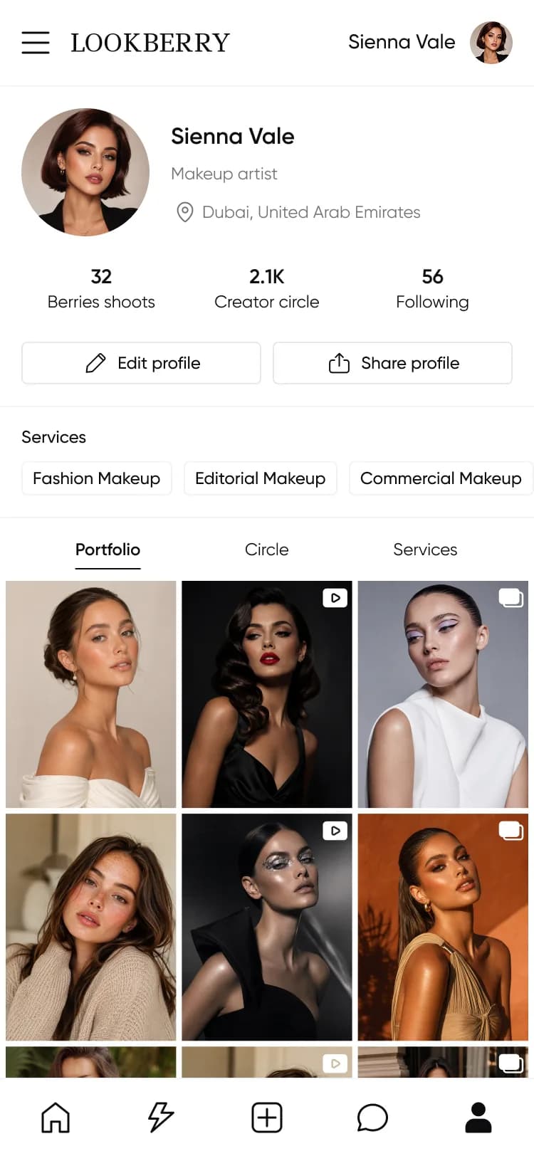 Professional portfolio in the light app theme
