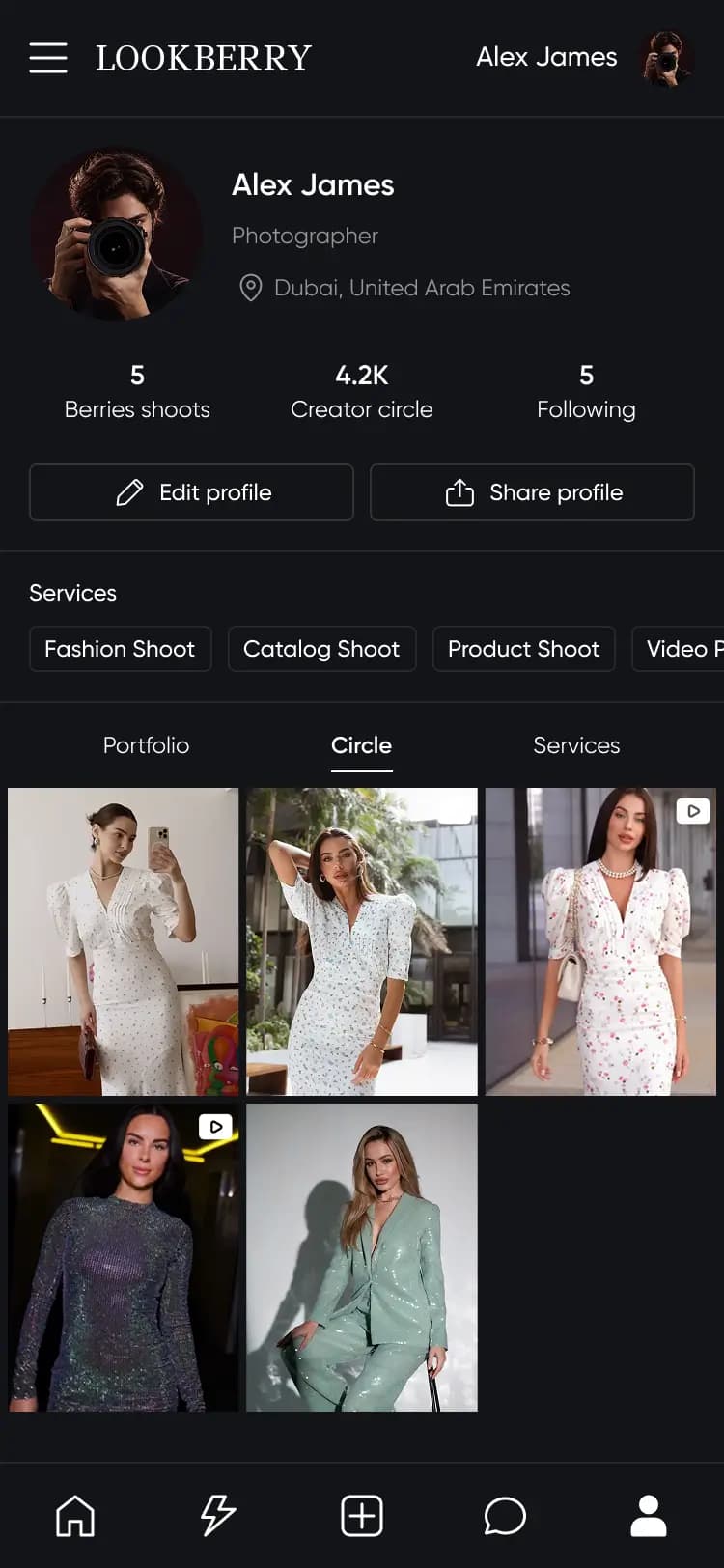 Креативный круг фотографа в приложении LookBerry