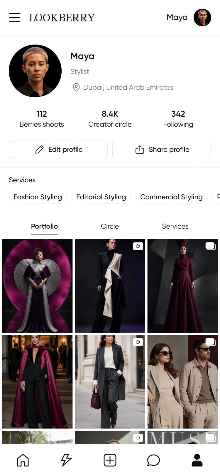 Stylist portfolio in the light app theme