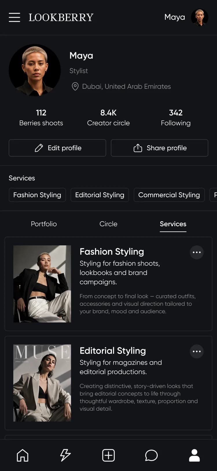 Styling services shown in the LookBerry app