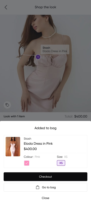 Added to bag with checkout