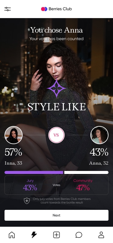 Battle result with votes